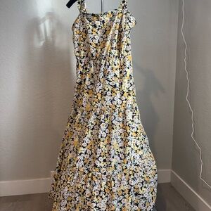 Floral Maxi Dress - Yellow and Black